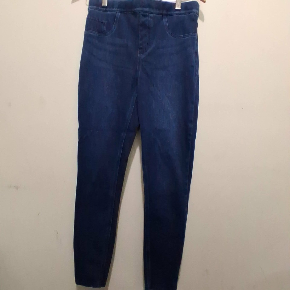 Spanx Dark Indigo Jeanish Skinny Leggings High Rise‎ Tummy Control Medium M